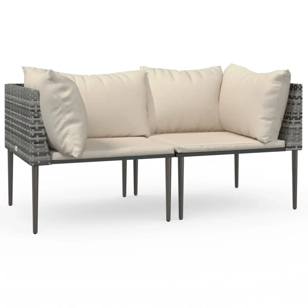 Garden Corner Sofas with Cushions 2 pcs Grey Poly Rattan 364126 - Furniture