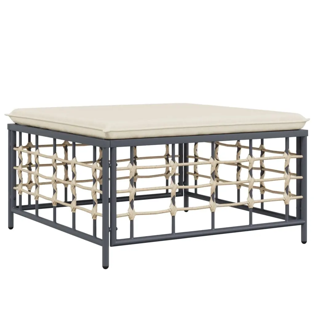 Garden Footstool with Beige Cushion Poly Rattan 364132 - Furniture