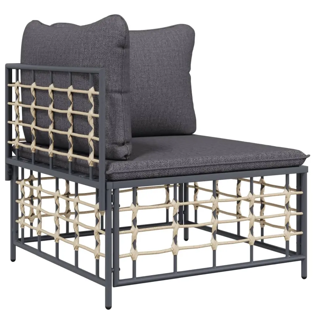 Garden Corner Sofa with Dark Grey Cushions Poly Rattan 364134 - Furniture