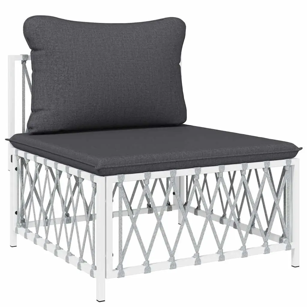 Garden Middle Sofa with Cushions White Woven Fabric 364139 - Furniture