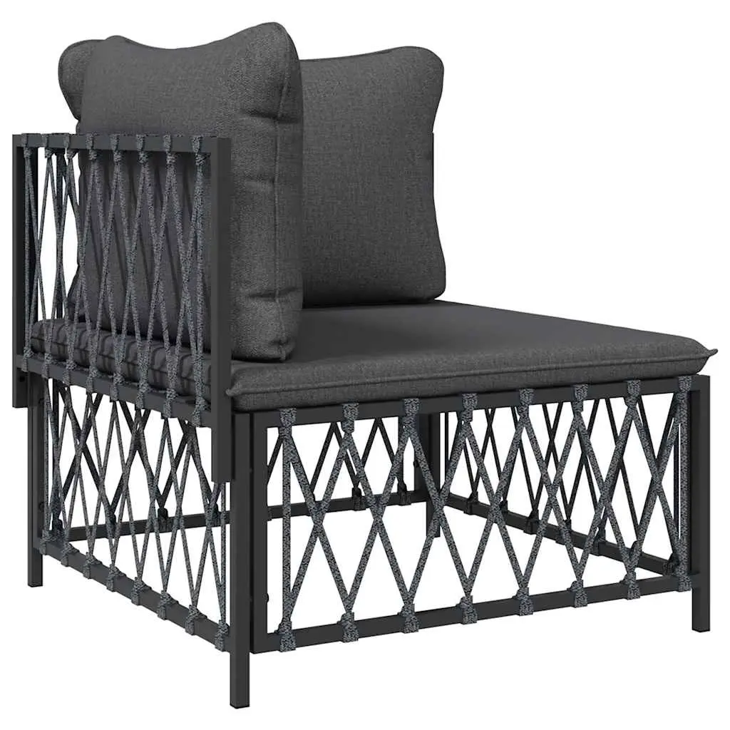 Garden Corner Sofa with Cushions Anthracite Woven Fabric 364142 - Furniture
