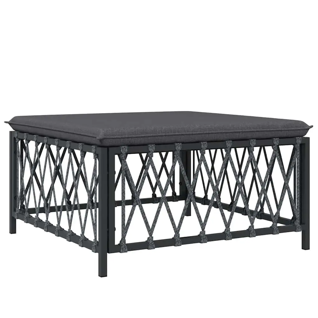 Garden Footstool with Cushion Anthracite Woven Fabric 364144 - Furniture