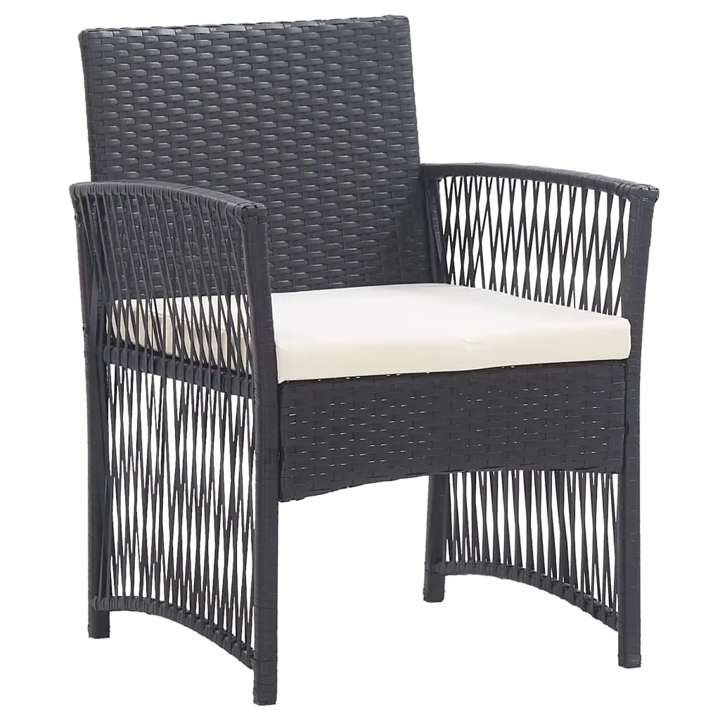 Garden Armchairs with Cushions 2 pcs Black Poly Rattan 363406 - Furniture