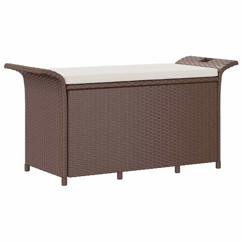 Garden Bench with Cushion Brown 116x46x57 cm Poly Rattan 363416 - Furniture