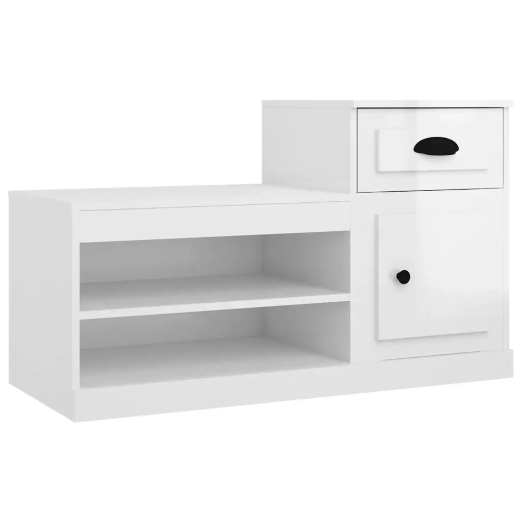 Shoe Cabinet High Gloss White 100x42x60 cm Engineered Wood 816418 - Home & Garden