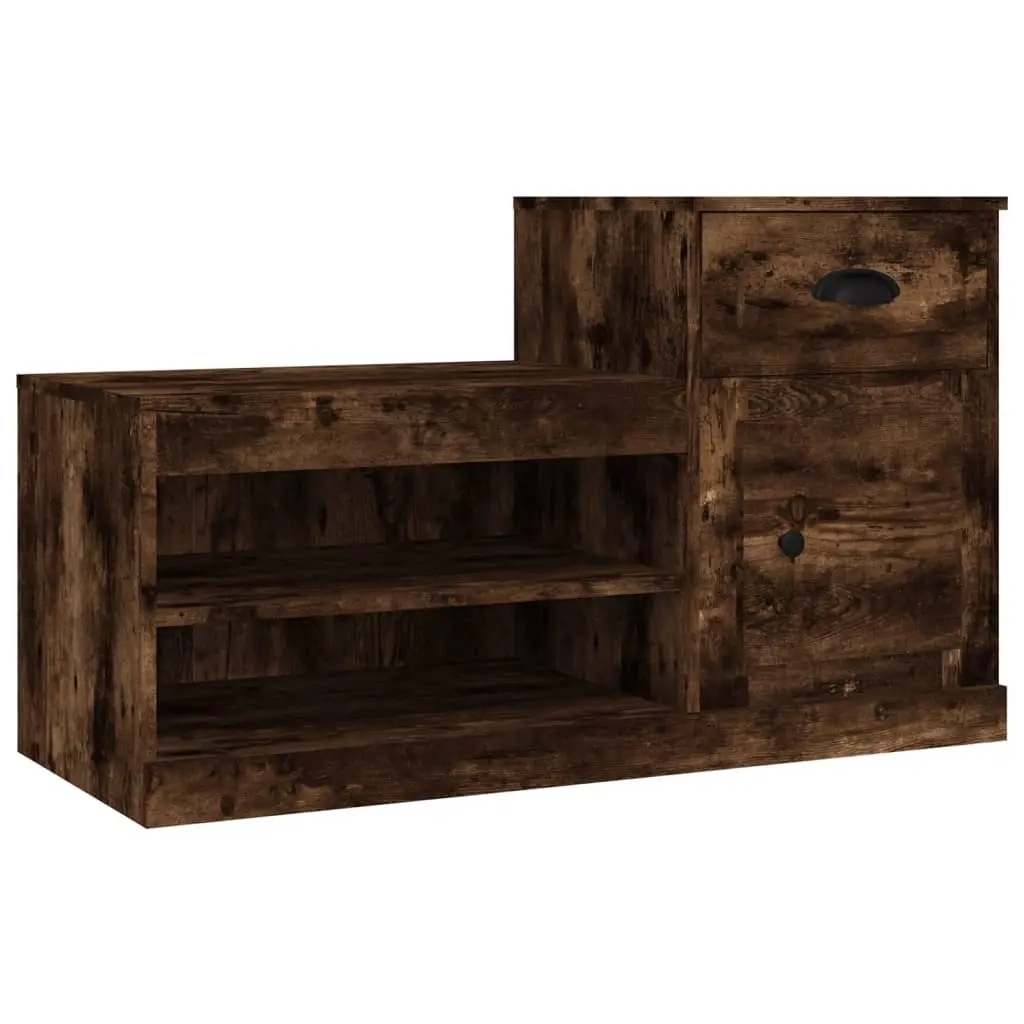 Shoe Cabinet Smoked Oak 100x42x60 cm Engineered Wood 816421 - Home & Garden