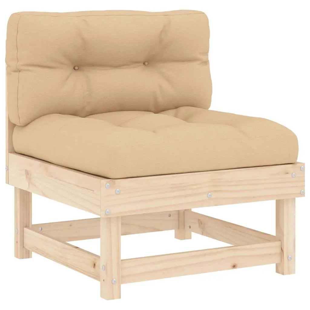 Middle Sofa with Cushions Solid Wood Pine 825429 - Furniture