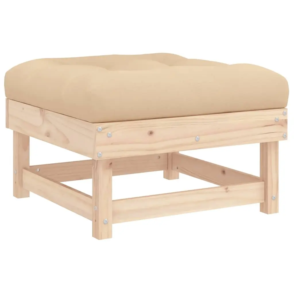 Garden Footstool with Cushion Solid Wood Pine 825436 - Furniture