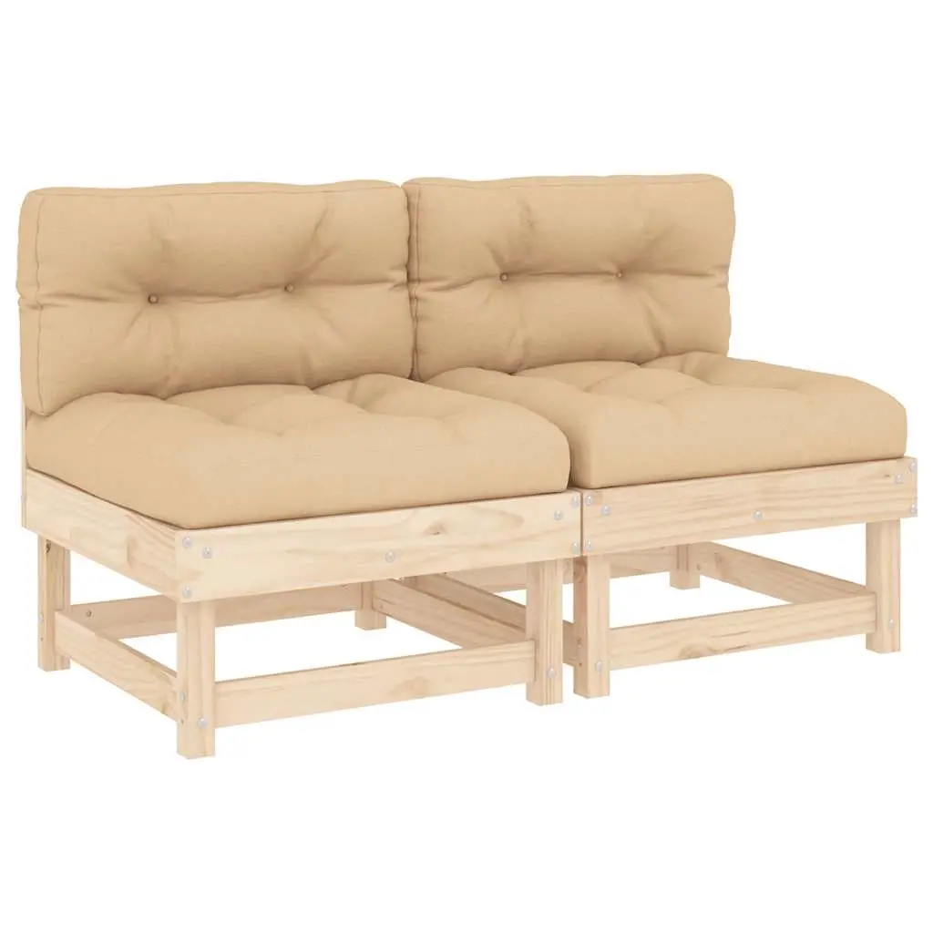 Middle Sofas with Cushions 2 pcs Solid Wood Pine 825457 - Furniture