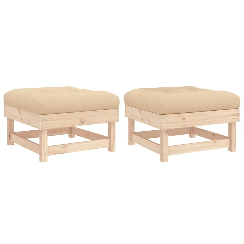 Garden Footstools with Cushions 2pcs Solid Wood Pine 825464 - Furniture