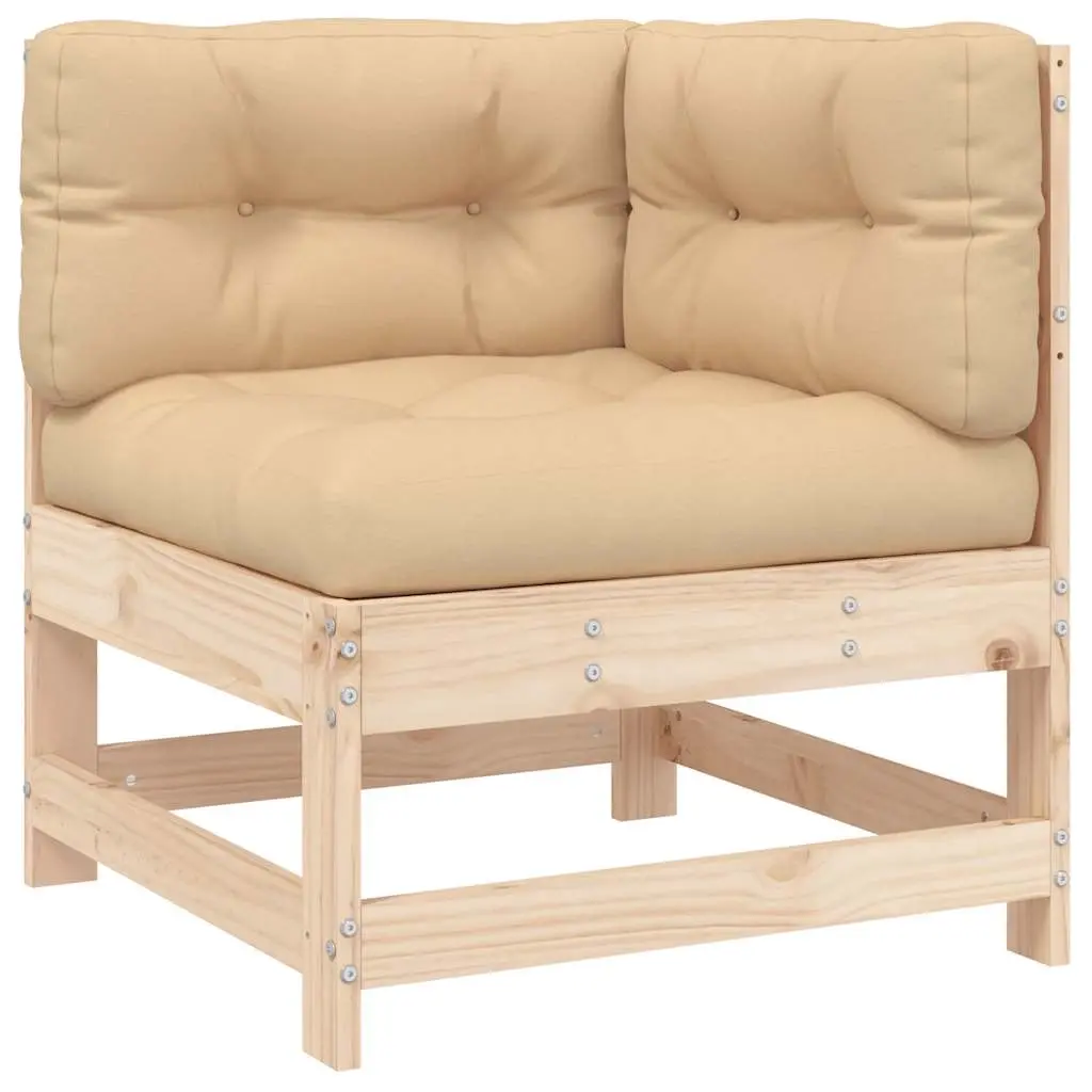 Corner Sofa with Cushions Solid Wood Pine 825541 - Furniture