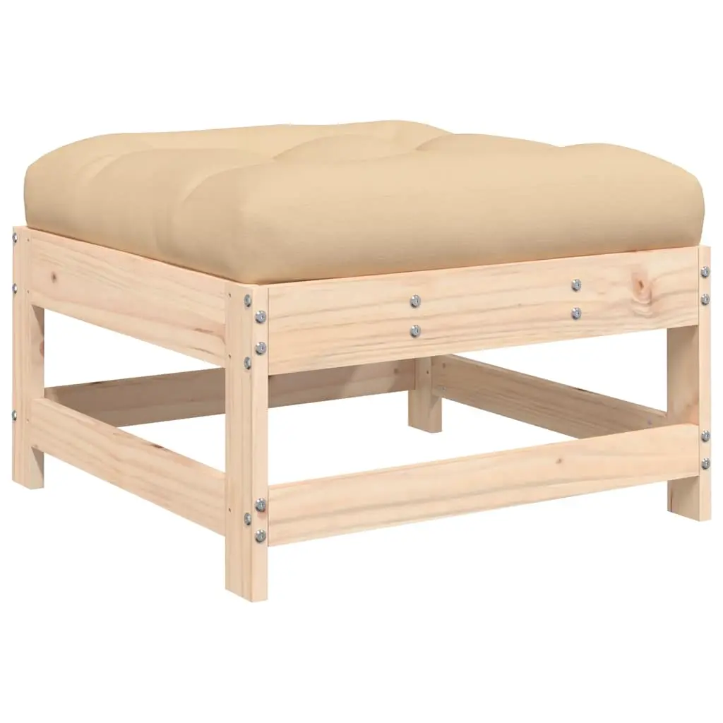 Garden Footstool with Cushion Solid Wood Pine 825555 - Furniture