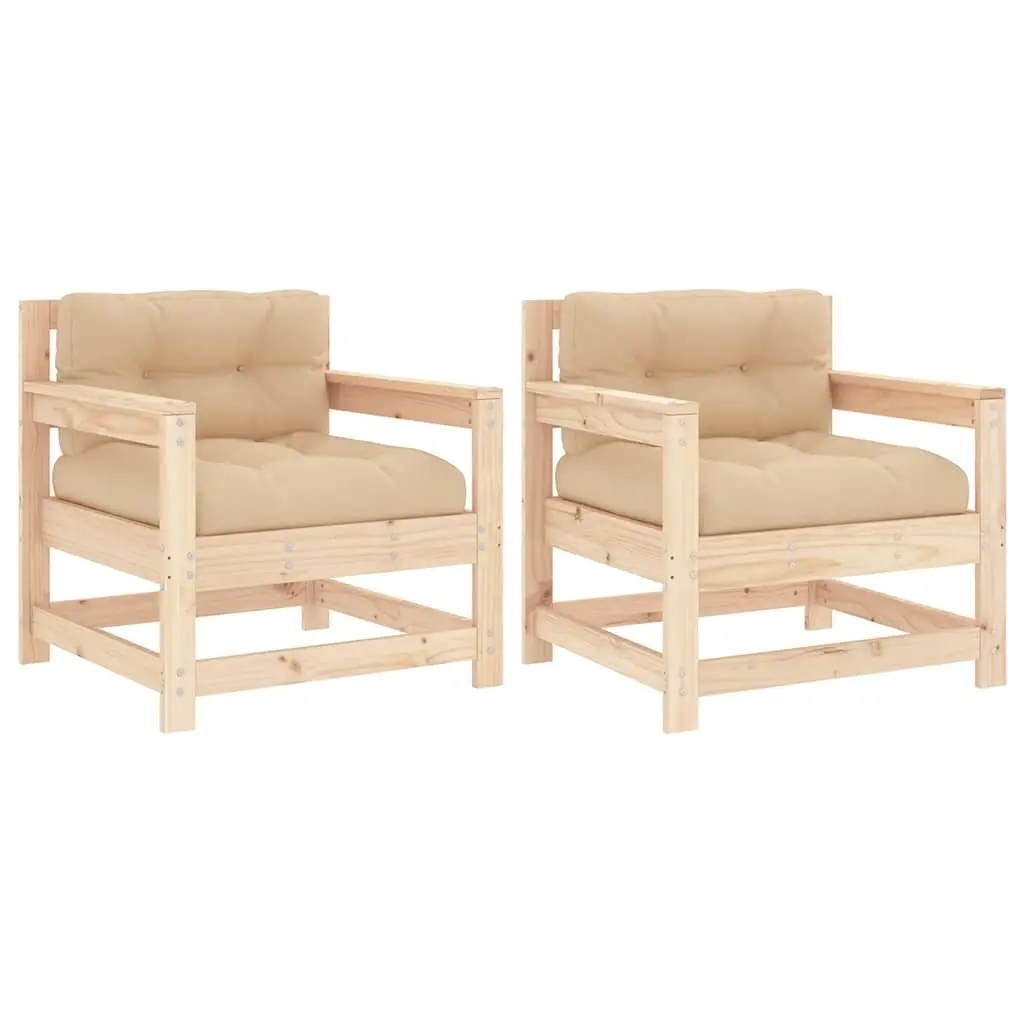 Garden Chairs with Cushions 2 pcs Solid Wood Pine 825562 - Furniture