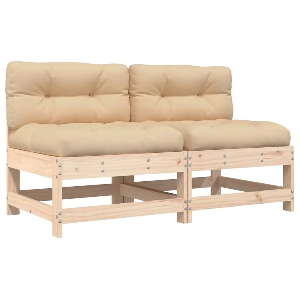 Middle Sofas with Cushions 2 pcs Solid Wood Pine 825576 - Furniture