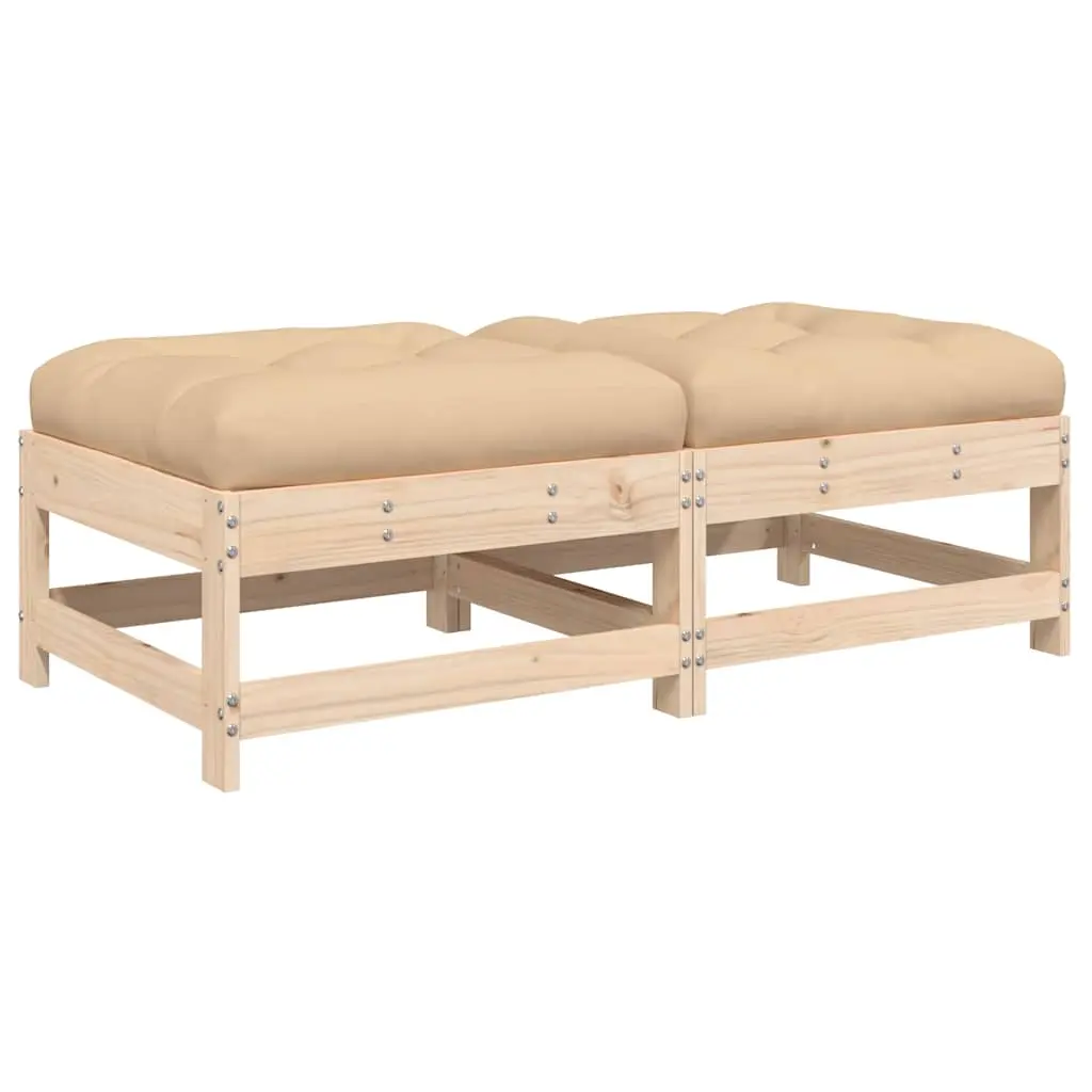 Garden Footstools with Cushions 2pcs Solid Wood Pine 825583 - Furniture