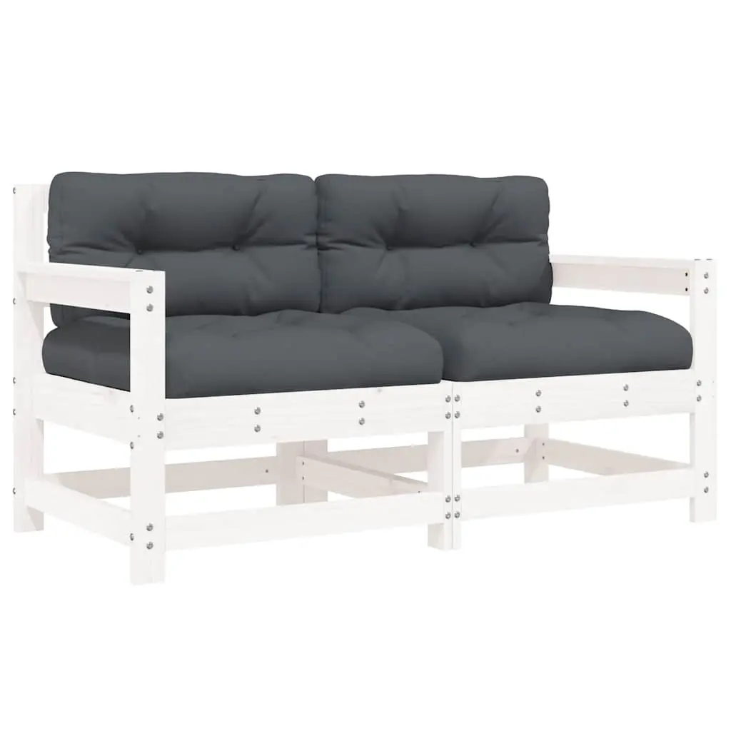 Garden Chairs with Cushions 2 pcs White Solid Wood Pine 825591 - Furniture