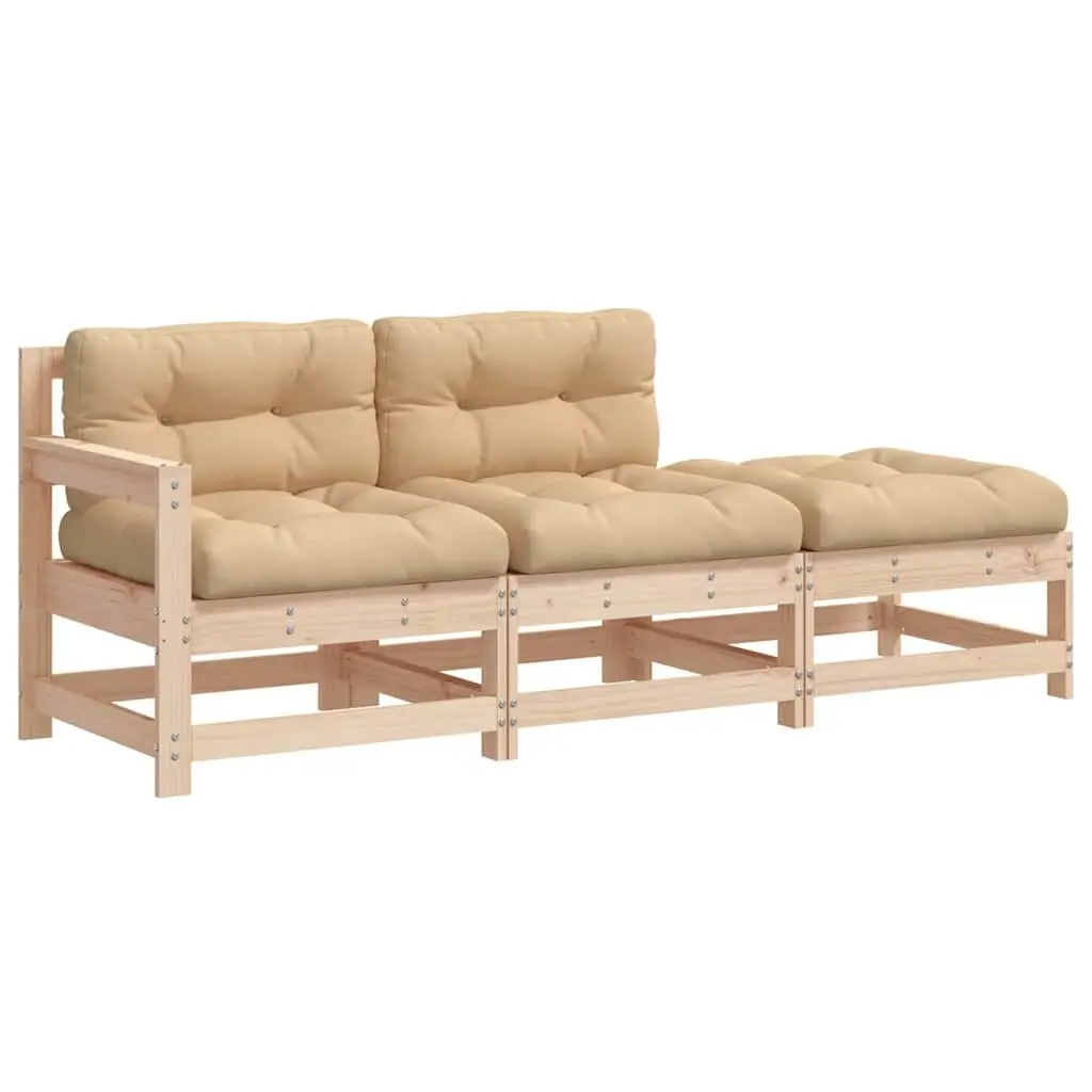 3 Piece Garden Lounge Set with Cushions Solid Wood 825597 - Furniture