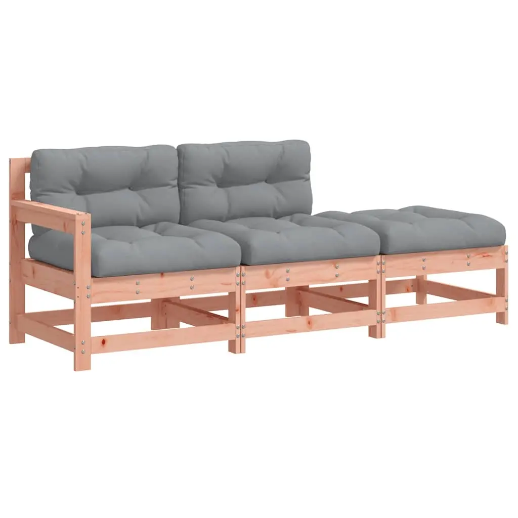 3 Piece Garden Lounge Set with Cushions Solid Wood Douglas 825602 - Furniture