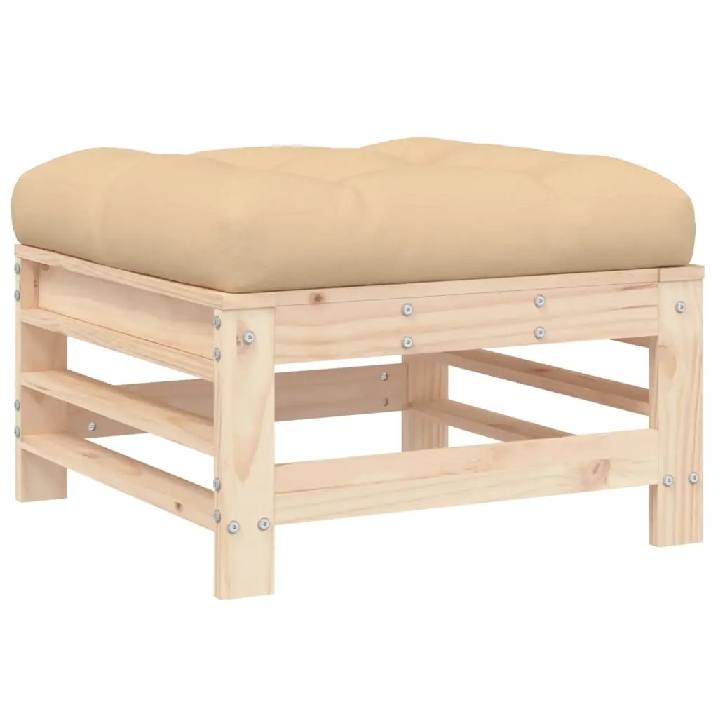 Garden Footstool with Cushion Solid Wood Pine 825667 - Furniture