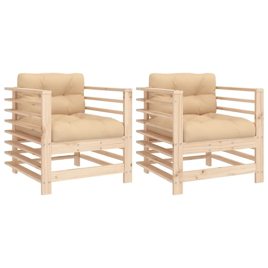 Garden Chairs with Cushions 2 pcs Solid Wood Pine 825674 - Furniture