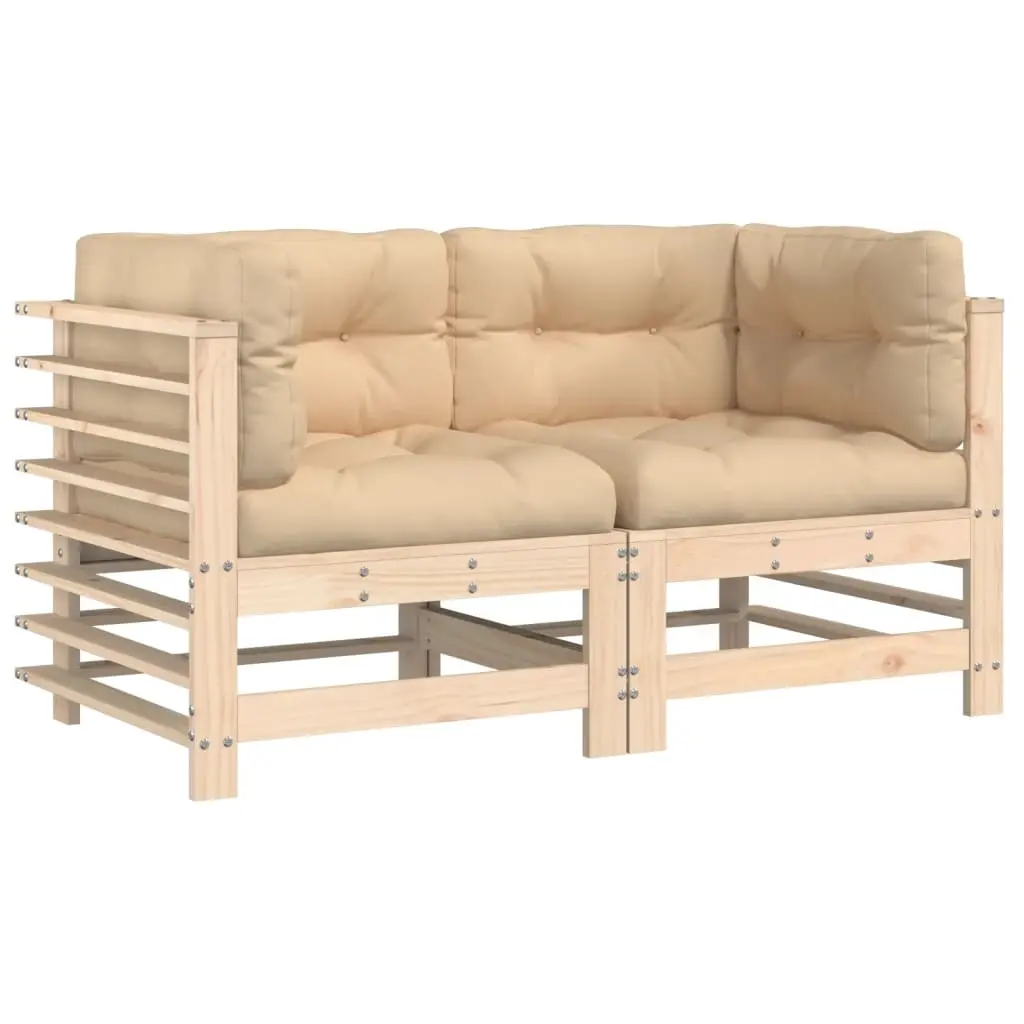 Corner Sofas with Cushions 2 pcs Solid Wood Pine 825681 - Furniture