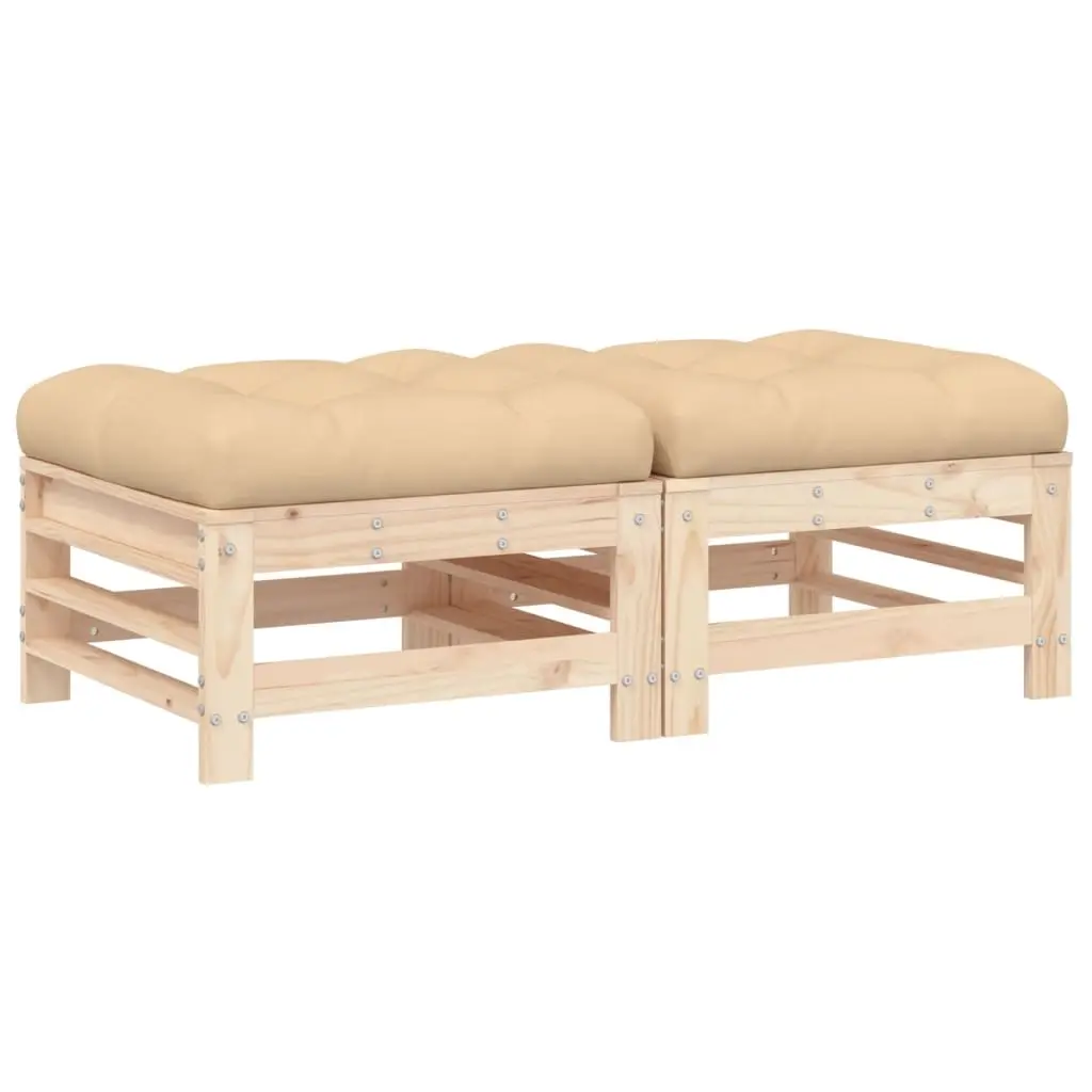 Garden Footstools with Cushions 2pcs Solid Wood Pine 825695 - Furniture