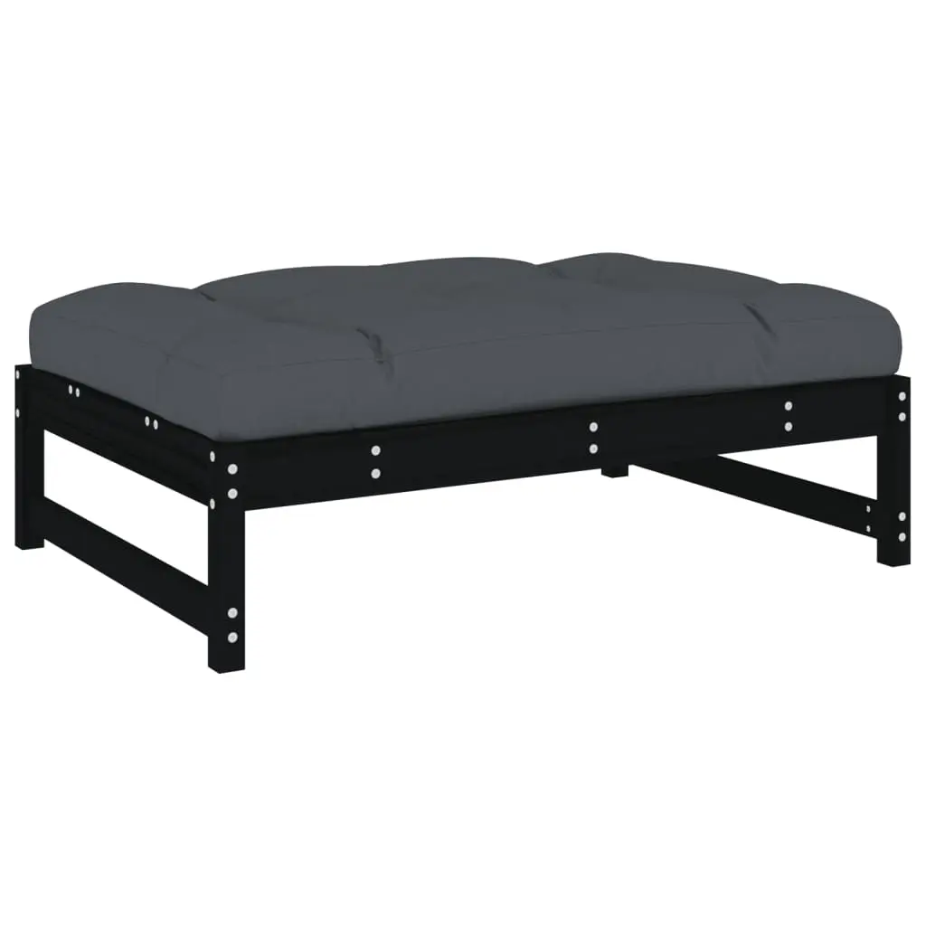 Garden Footstool Black 120x80 cm Solid Wood Pine 825741 - Furniture
