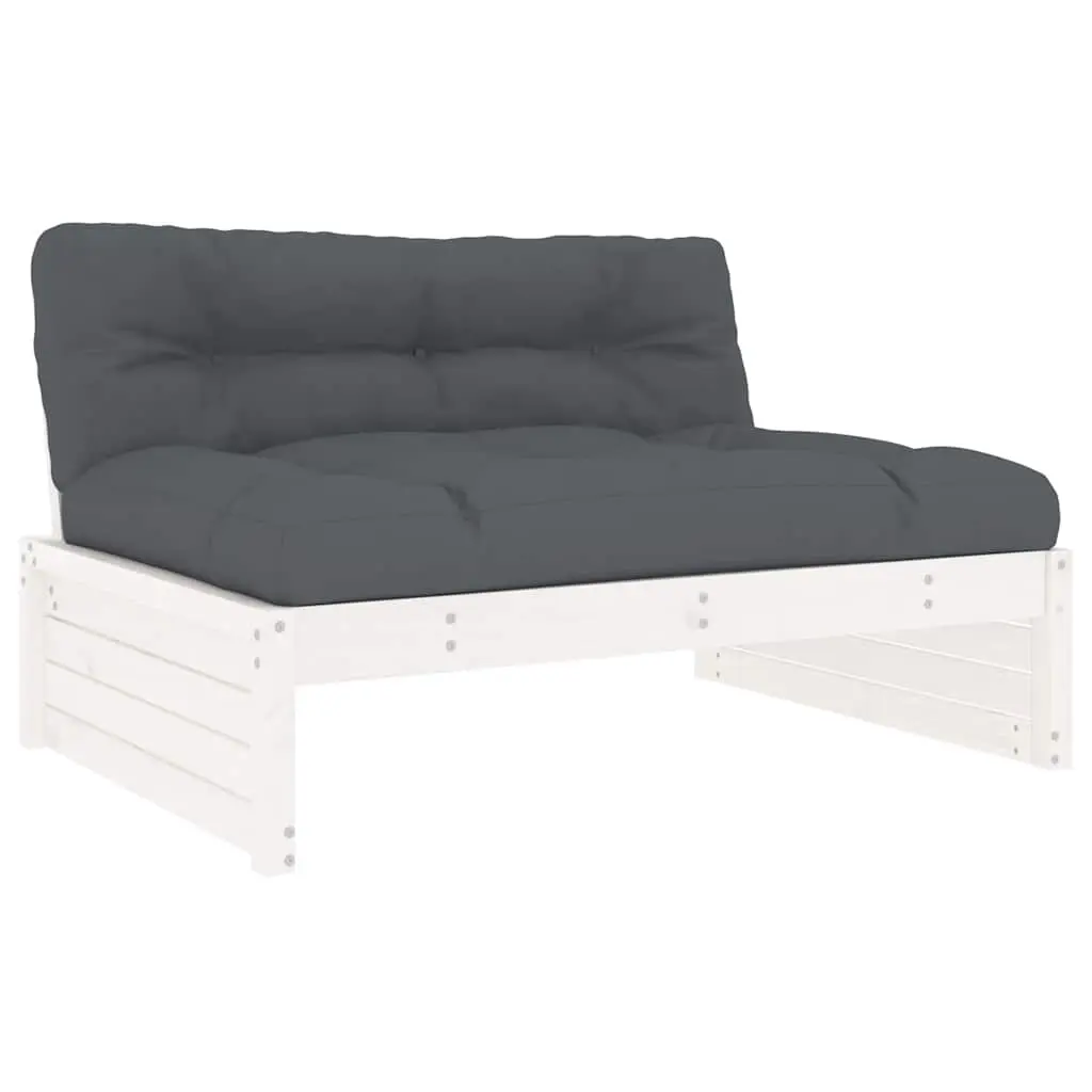 Middle Sofa White 120x80 cm Solid Wood Pine 825759 - Furniture