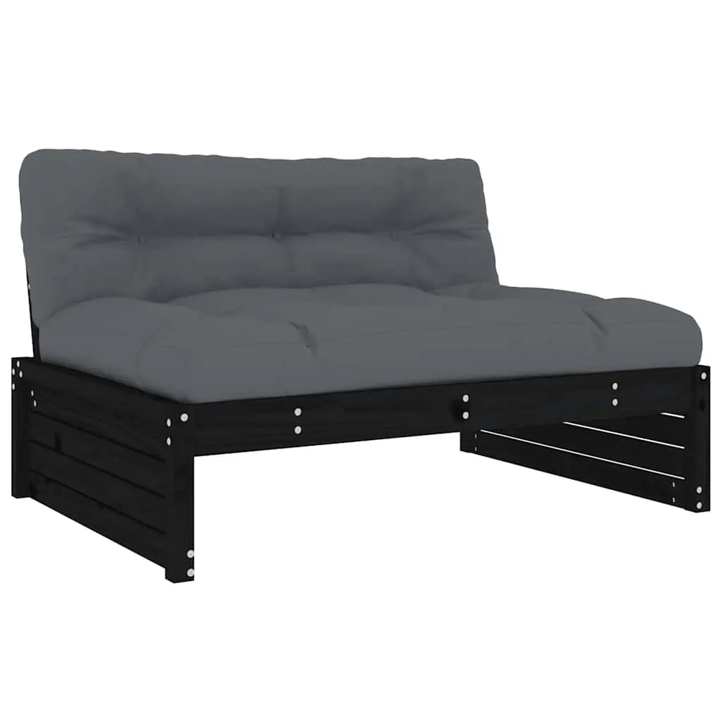 Middle Sofa Black 120x80 cm Solid Wood Pine 825762 - Furniture
