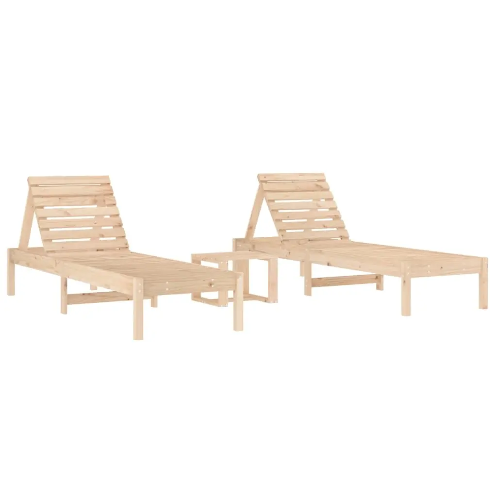 Sun Loungers 2 pcs with Table Solid Wood Pine 3157679 - Furniture