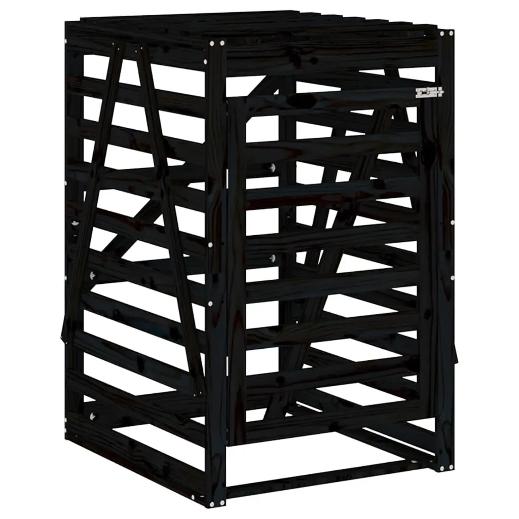 Wheelie Bin Storage Black 84x90x128.5 cm Solid Wood Pine 825104 - Home & Garden