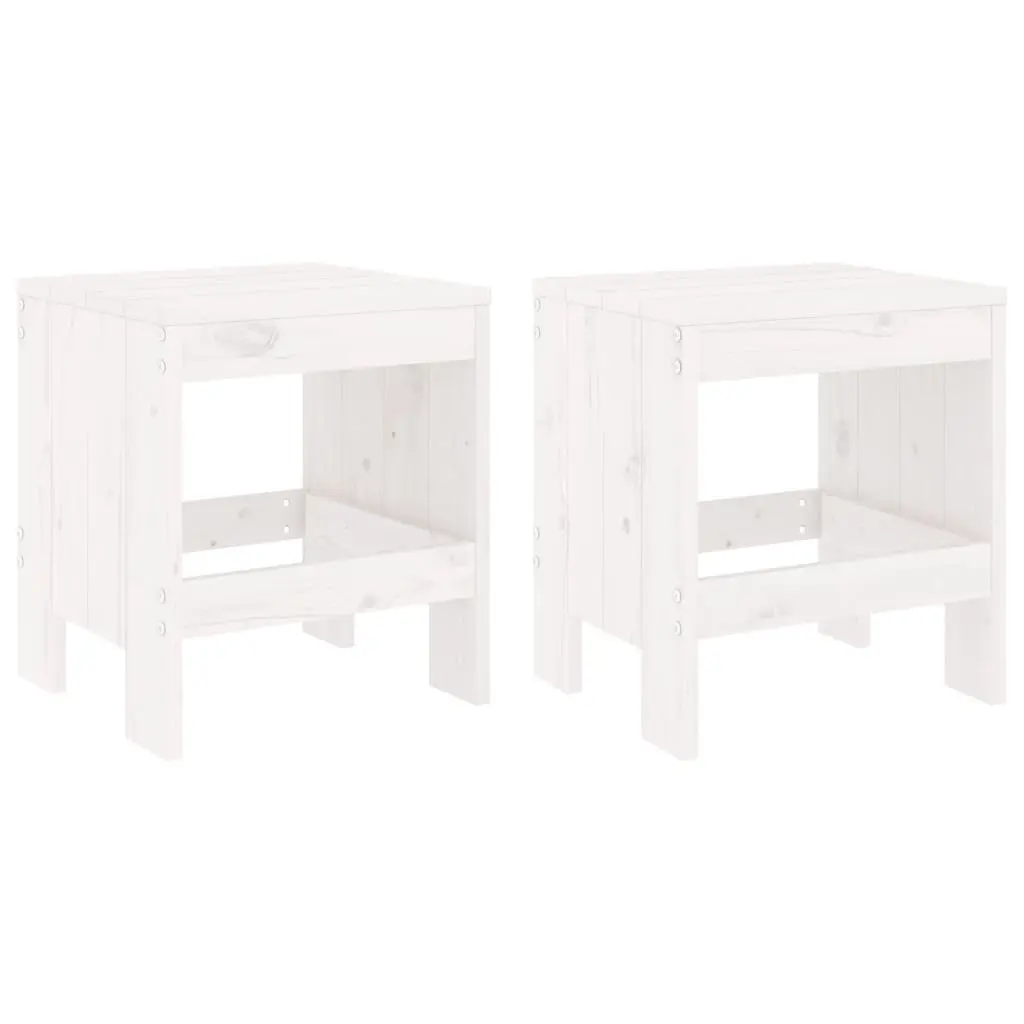 Garden Stools 2 pcs White 40x36x45 cm Solid Wood Pine 825339 - Furniture