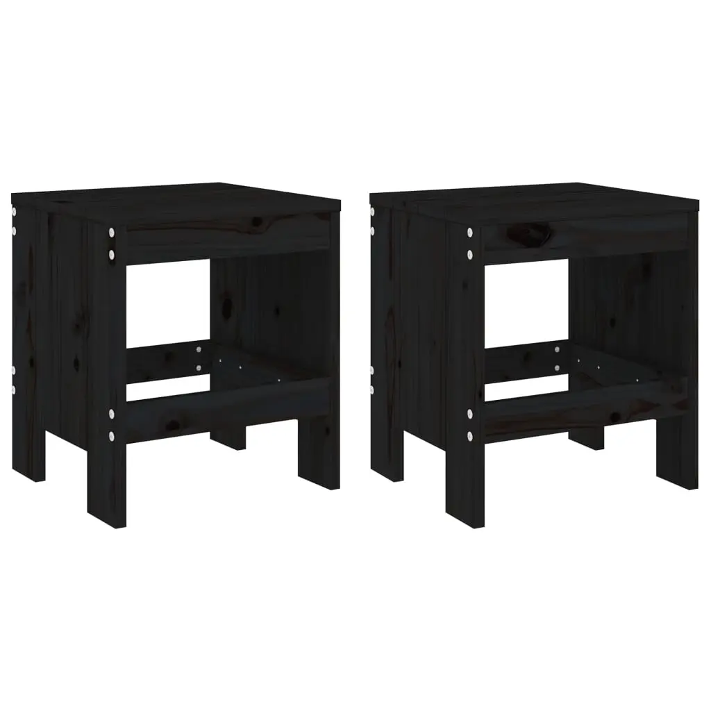 Garden Stools 2 pcs Black 40x36x45 cm Solid Wood Pine 825342 - Furniture
