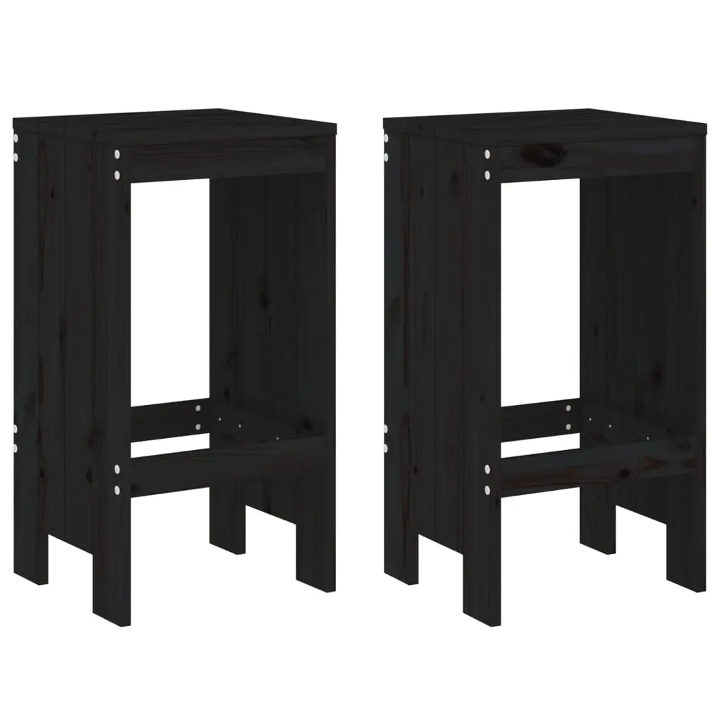 Bar Stools 2 pcs Black 40x36x75 cm Solid Wood Pine 825349 - Furniture