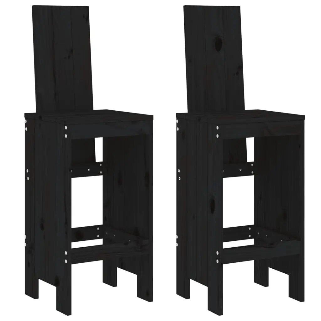 Bar Stools 2 pcs Black 40x42x120 cm Solid Wood Pine 825356 - Furniture