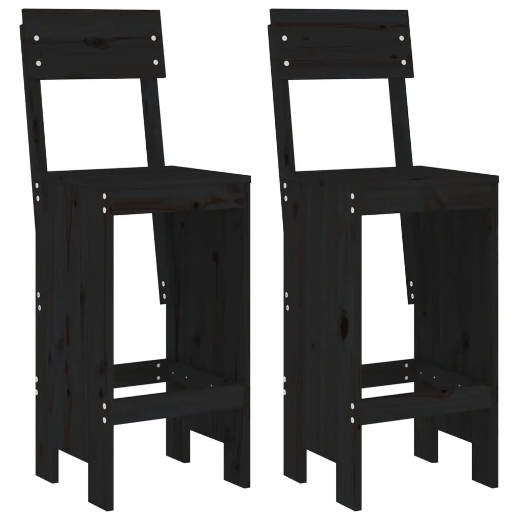 Bar Stools 2 pcs Black 40x48.5x115.5 cm Solid Wood Pine 825363 - Furniture
