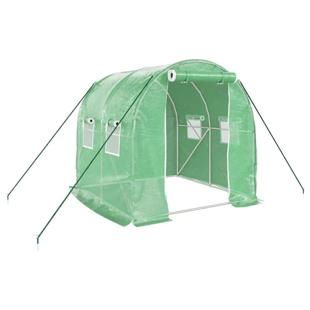 Greenhouse with Steel Frame Green 4 m² 2x2x2 m 364073 - Home & Garden
