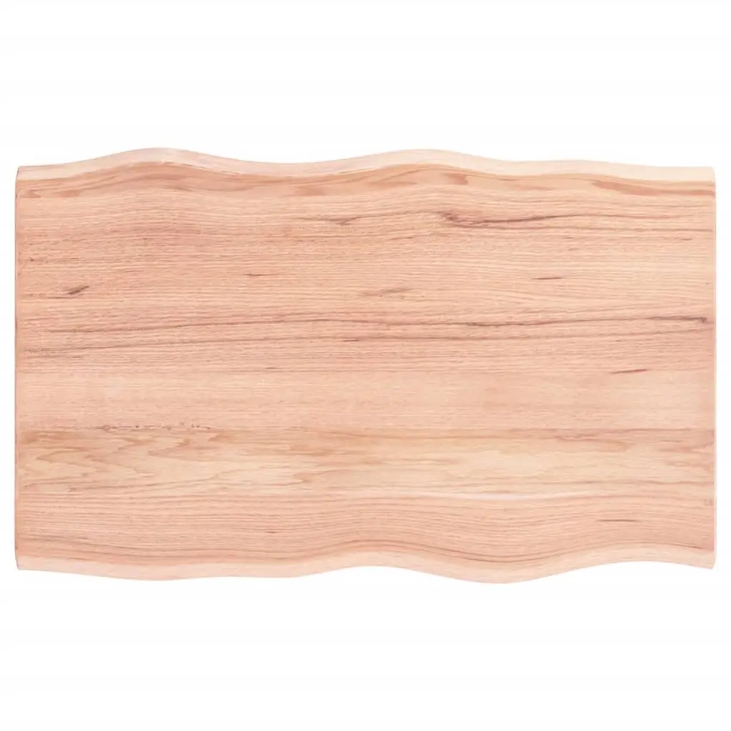 Table Top Light Brown 80x50x2 cm Treated Solid Wood Oak Live Edge 363941 - Furniture