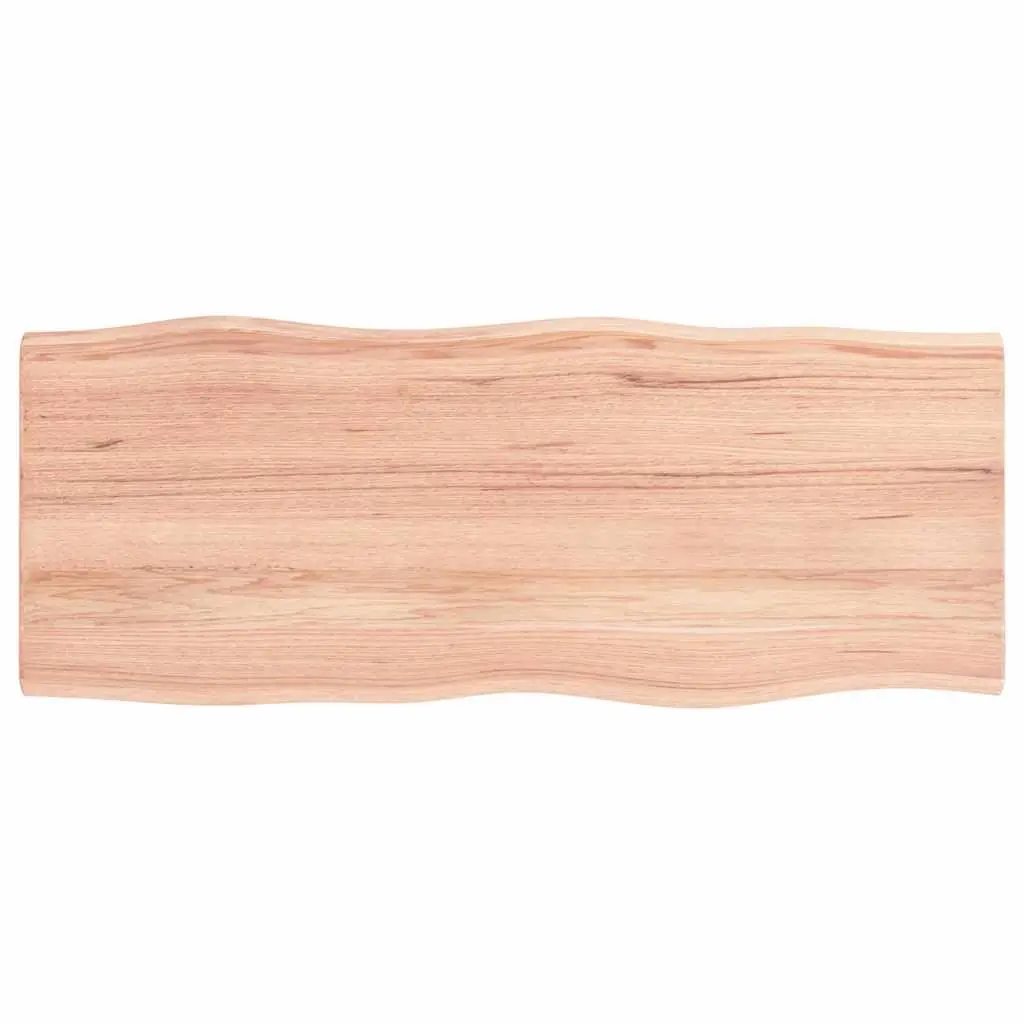 Table Top Light Brown 100x40x2 cm Treated Solid Wood Oak Live Edge 363947 - Furniture