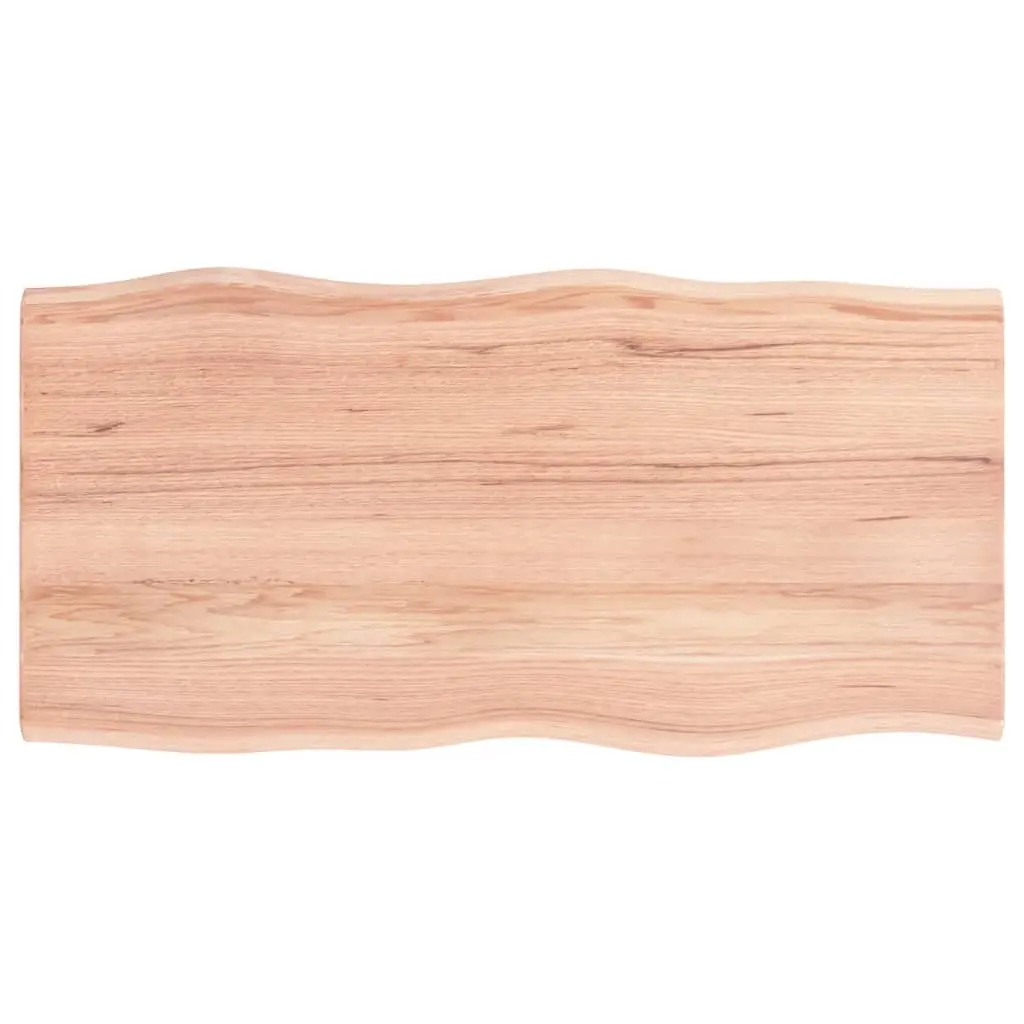 Table Top Light Brown 100x50x2 cm Treated Solid Wood Oak Live Edge 363950 - Furniture