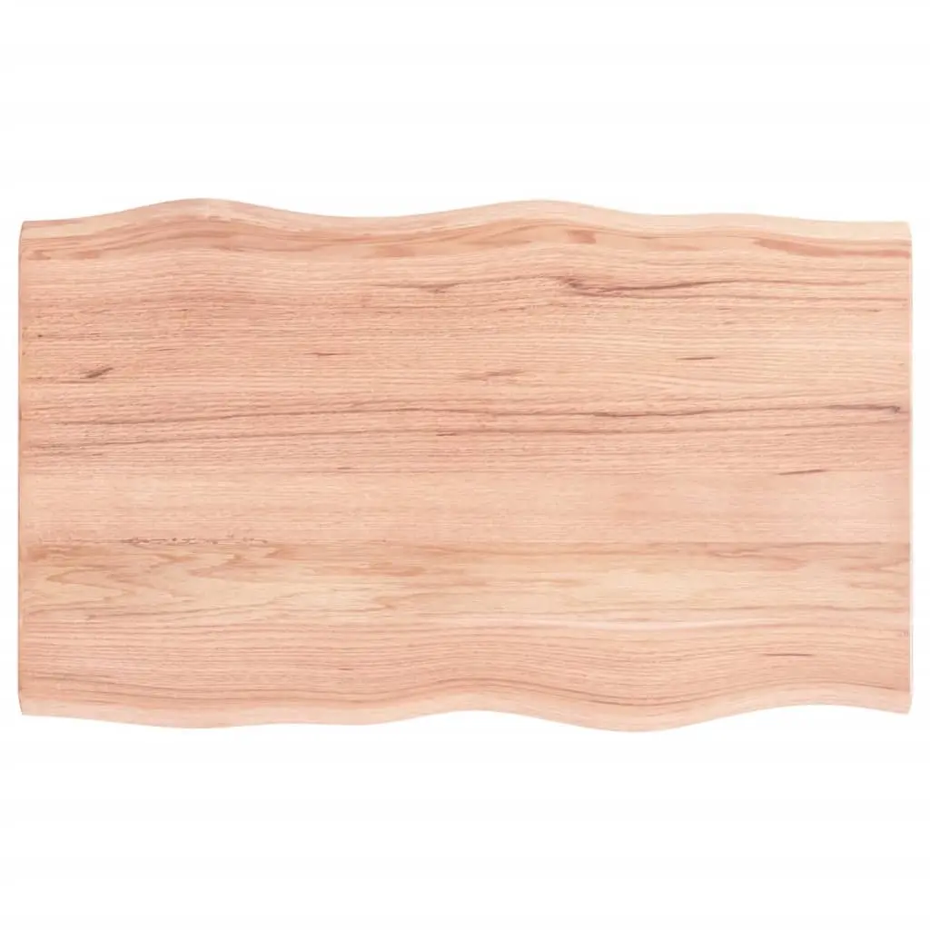Table Top Light Brown 100x60x2 cm Treated Solid Wood Oak Live Edge 363953 - Furniture