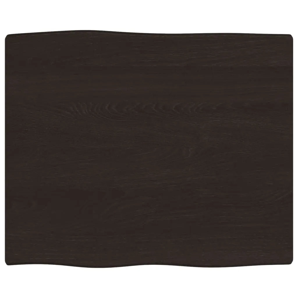 Table Top Dark Brown 60x50x2 cm Treated Solid Wood Oak Live Edge 363998 - Furniture