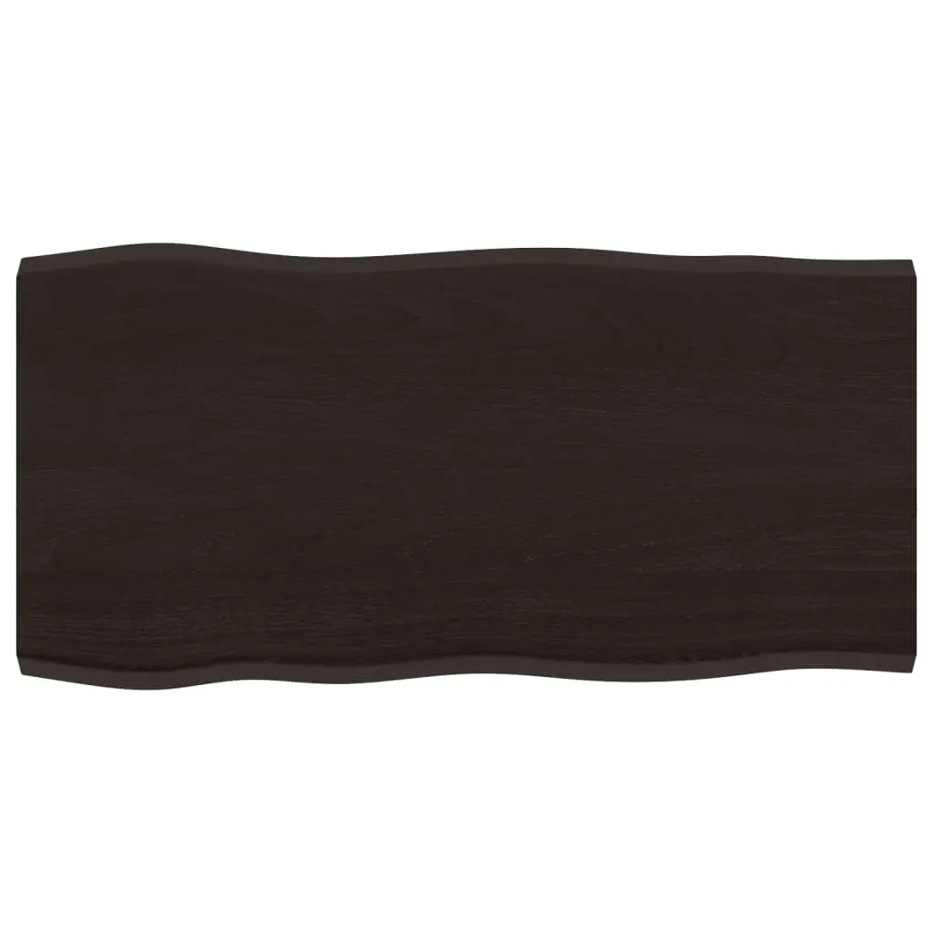 Table Top Dark Brown 80x40x2 cm Treated Solid Wood Oak Live Edge 364004 - Furniture
