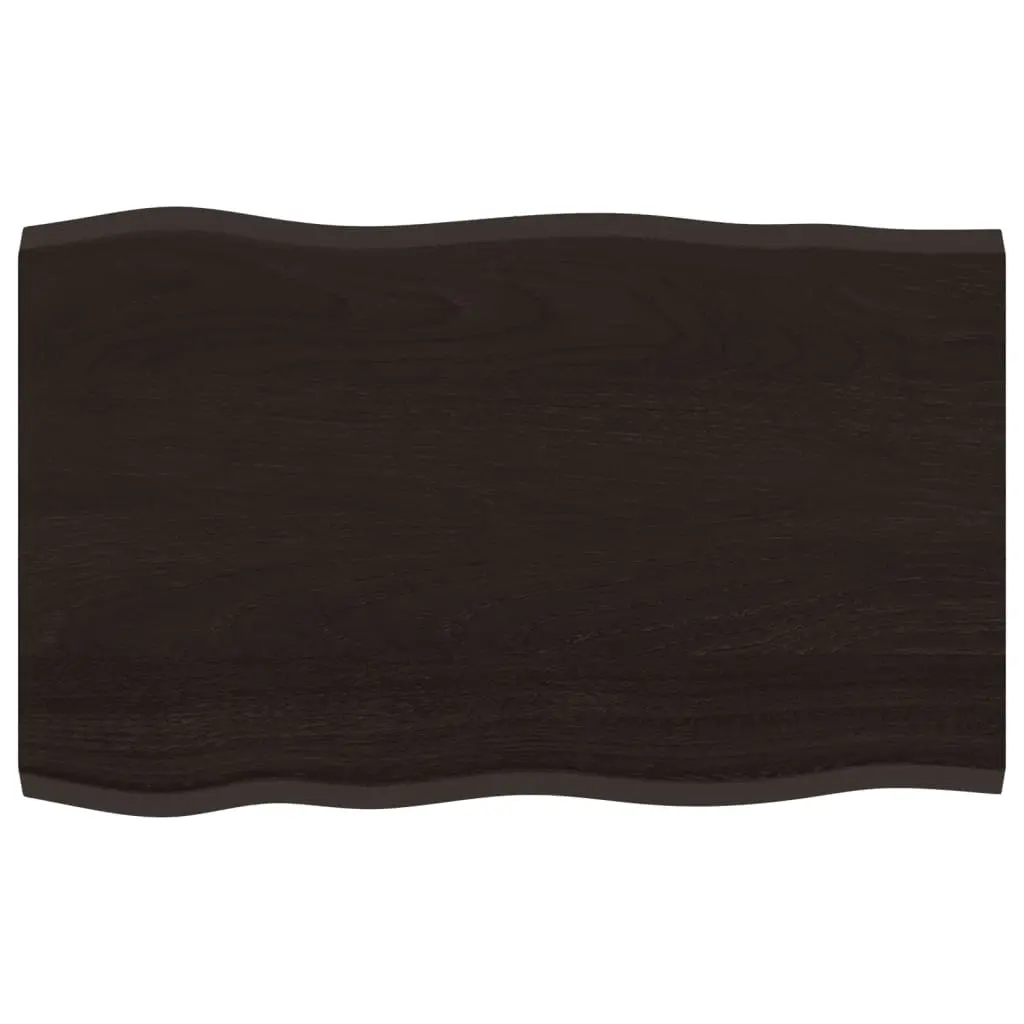 Table Top Dark Brown 80x50x2 cm Treated Solid Wood Oak Live Edge 364007 - Furniture