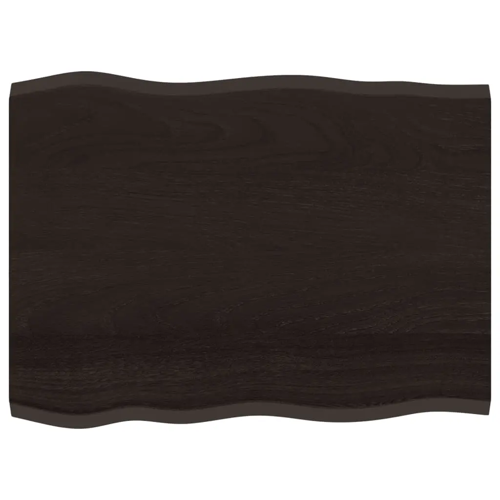 Table Top Dark Brown 80x60x2 cm Treated Solid Wood Oak Live Edge 364010 - Furniture
