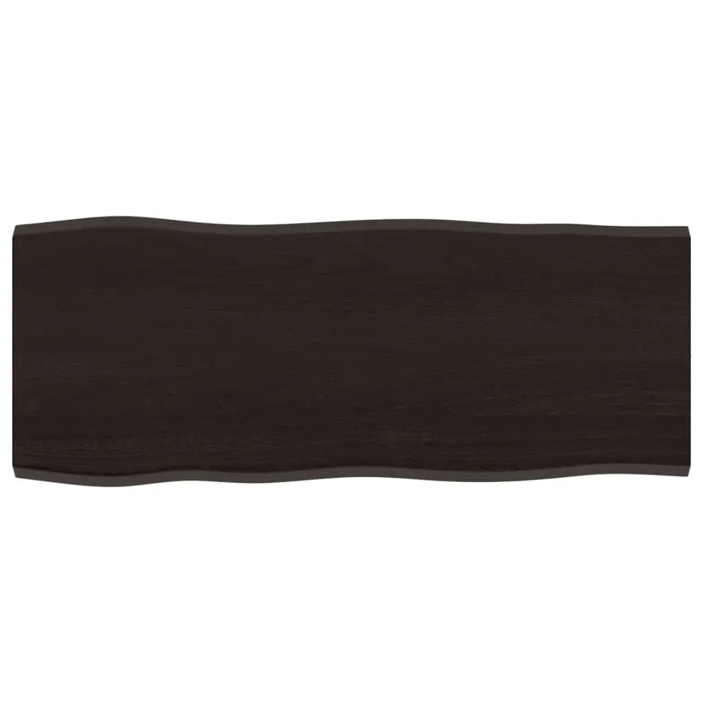 Table Top Dark Brown 100x40x2 cm Treated Solid Wood Oak Live Edge 364013 - Furniture
