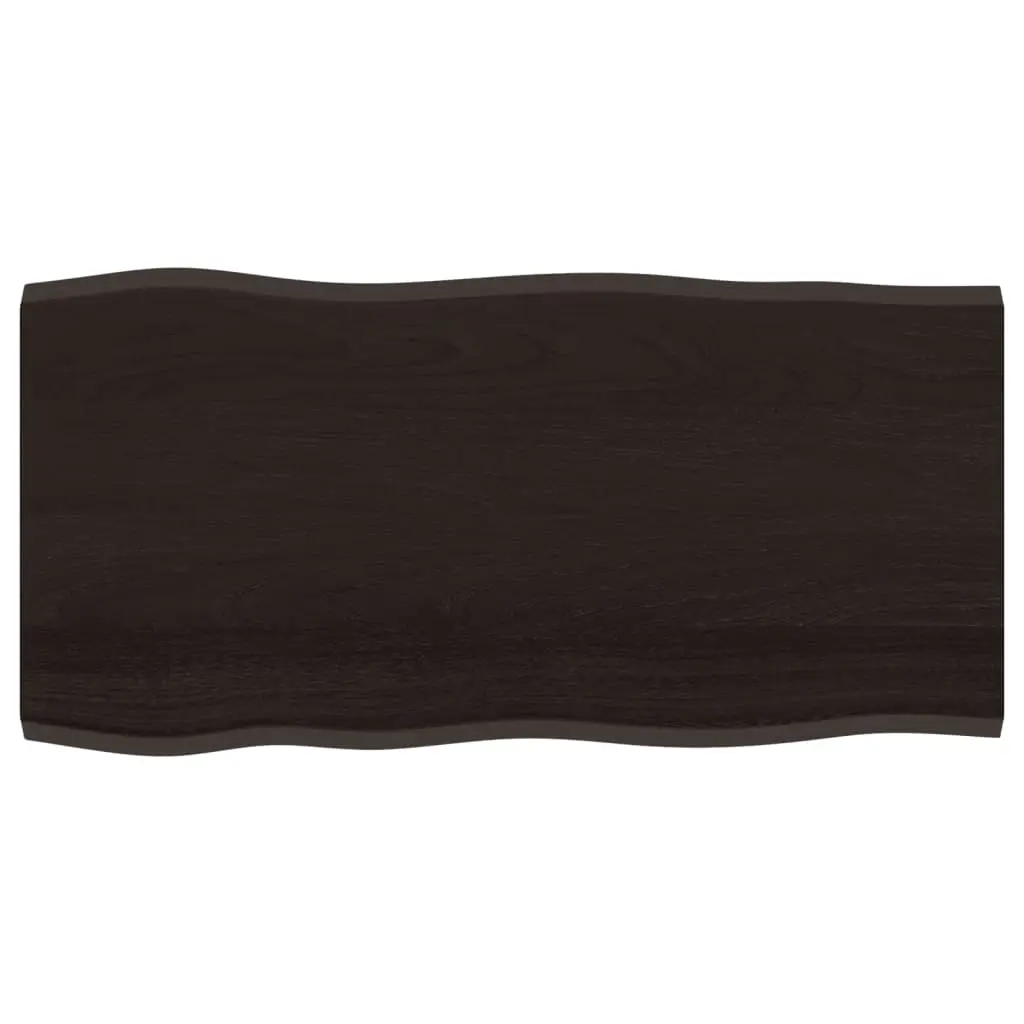 Table Top Dark Brown 100x50x2 cm Treated Solid Wood Oak Live Edge 364016 - Furniture