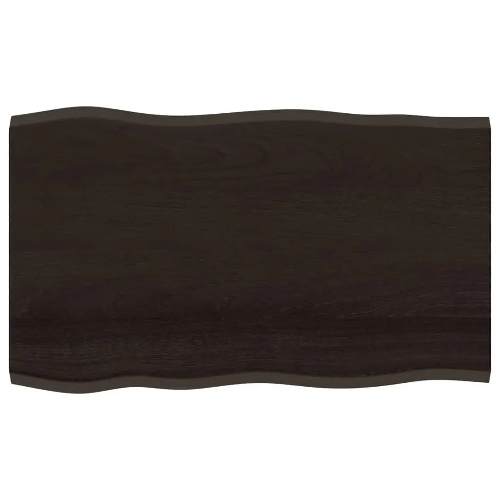 Table Top Dark Brown 100x60x2 cm Treated Solid Wood Oak Live Edge 364019 - Furniture