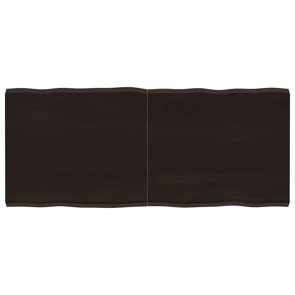 Table Top Dark Brown 140x60x(2-4) cm Treated Solid Wood Live Edge 364032