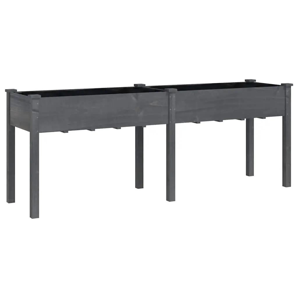 Planter with Liner Grey 203x53x76 cm Solid Wood Fir 364241 - Home & Garden
